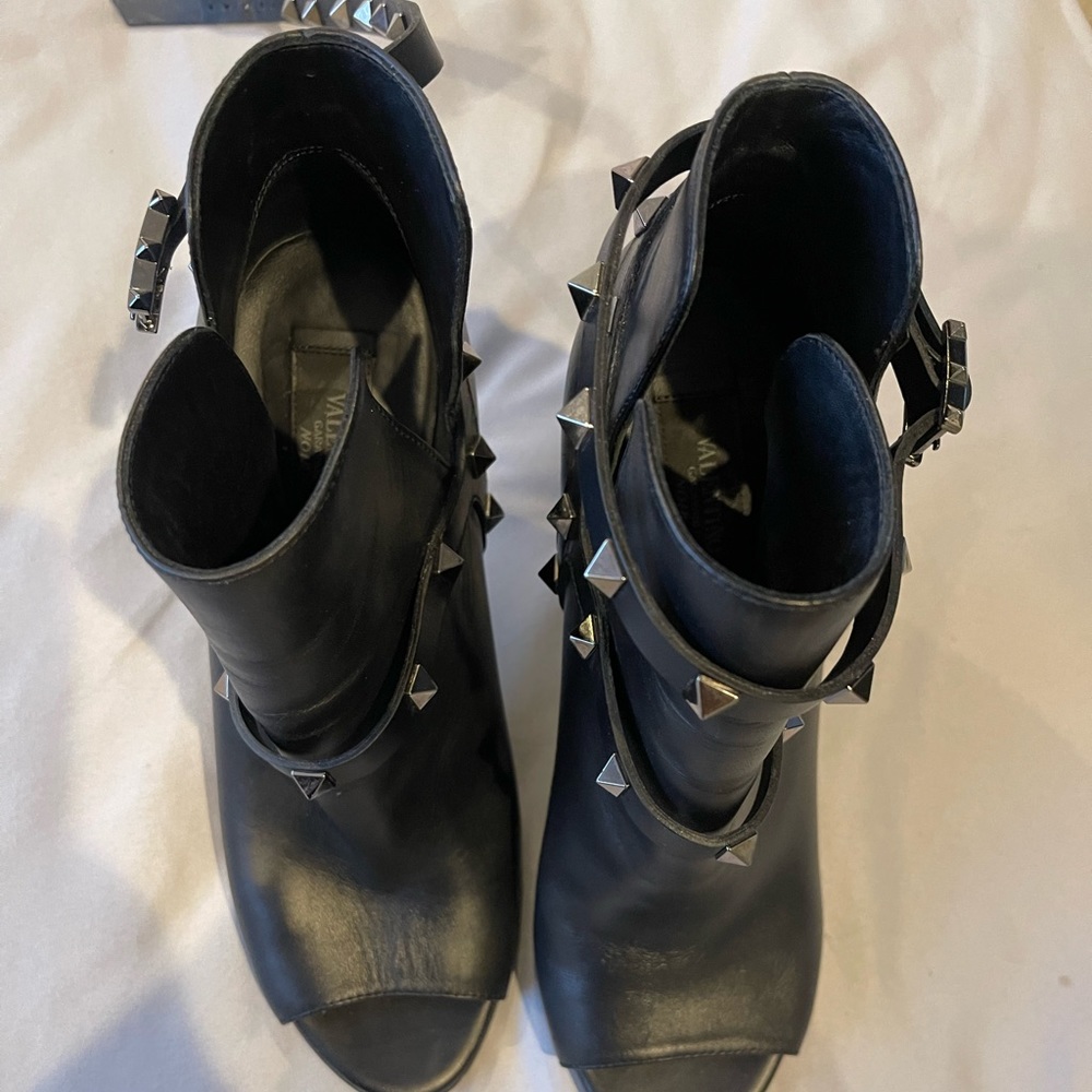 Valentino Leather Studded Accents Boots